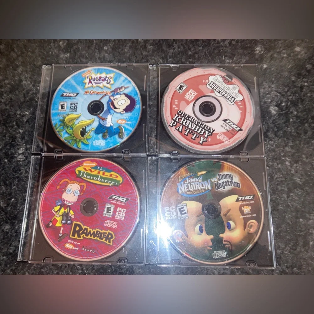 Lot of 4 Kids PC Games Nickelodeon Rugrats SpongeBob Jimmy Neutron Thornberrys